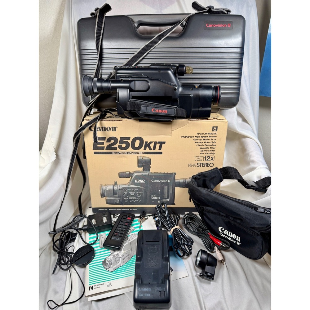 Canon Canovision 8 E250 8mm Video Camcorder Kit Box Case WL-50 VL-7 E250A NTSC